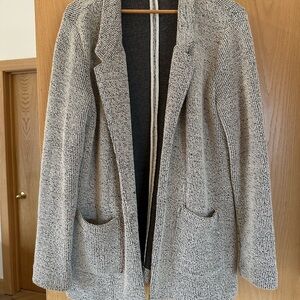 ASTR the Label Open-Front Women's Knit Blazer Jacket in Black and White